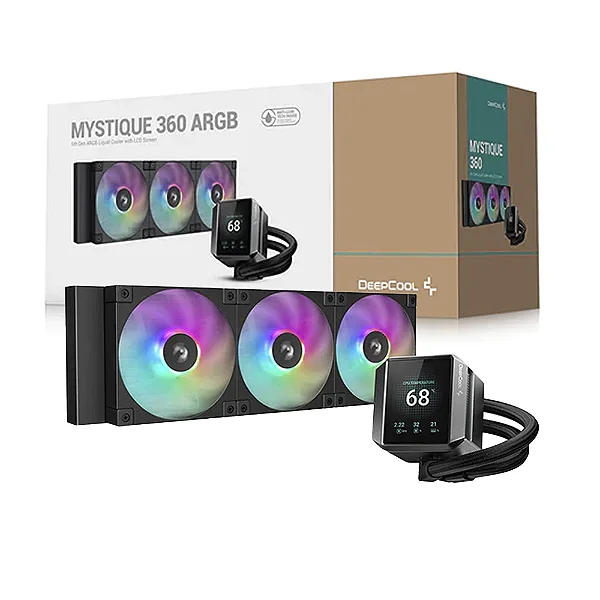 Water Cooler Deepcool Mystique 360 Preto Anti-Leak Argb Display Lcd 360mm - R-LX750-BKADSNC-G-1