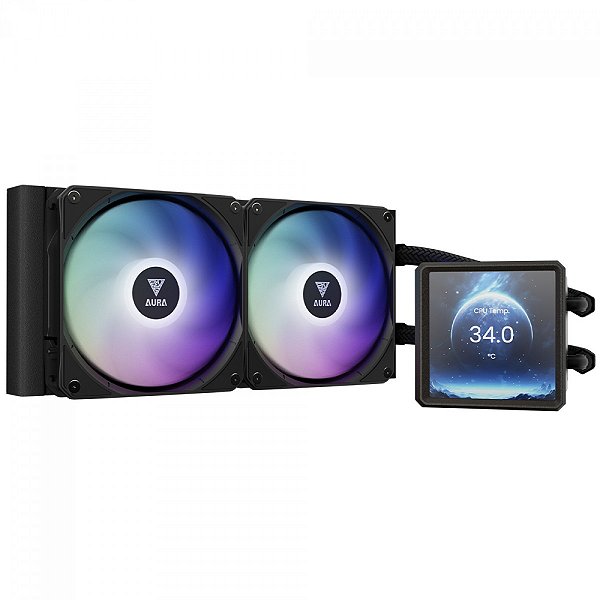 Water Cooler Gamdias Aura GL 240 LCD, ARGB, 240mm, Display Digital, Intel-AMD, PWM, Preto