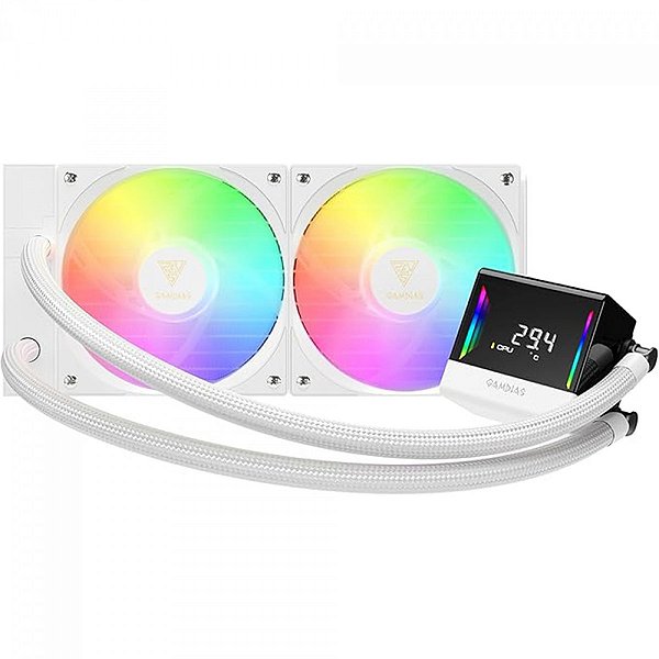 Water Cooler Gamdias Chione E4-240 WH, ARGB, 240mm, Display Digital, Intel-AMD, White - CHIONE-E4-240-WH