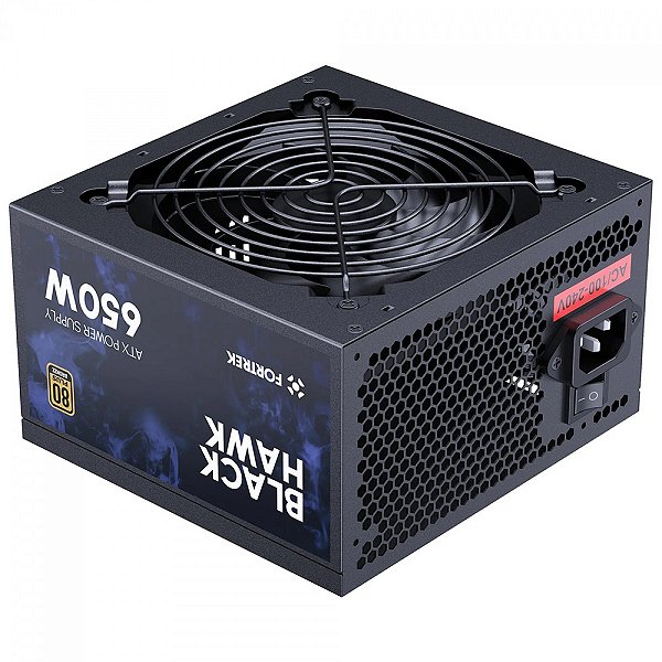 Fonte Fortrek Black Hawk, 650W, 80 Plus Bronze, PFC Ativo, Preto - 83589