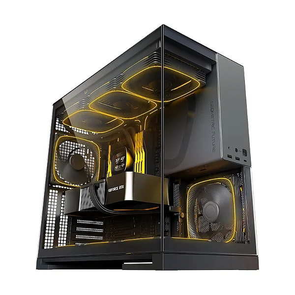 Gabinete Gamer Geometric Future Case EATX - Model 5 Preto/Cinza - 5 x 140 mm aRGB fans incluidos