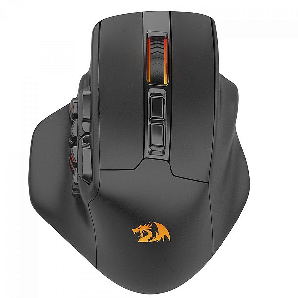 Mouse Gamer Redragon Aatrox Pro, RGB, Wireless, 26000 DPI, 15 Botões Programáveis, MMO, Sensor PAW 3395, Preto - M811RGB-PRO