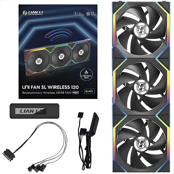 Kit 3 Fan Gamer Lian Li Gamer Uni Fan Sl Wireless 120 Argb - 12SL1W3B