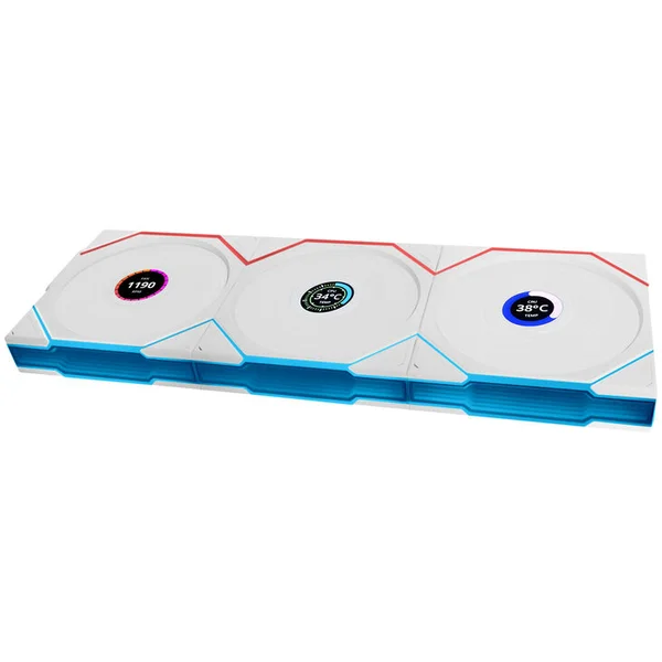 Kit 3 Fan Gamer Uni Fan Tl Wireless Lcd 120 Reverse Blade Branco Rgb - 12RTLLCD1W3W