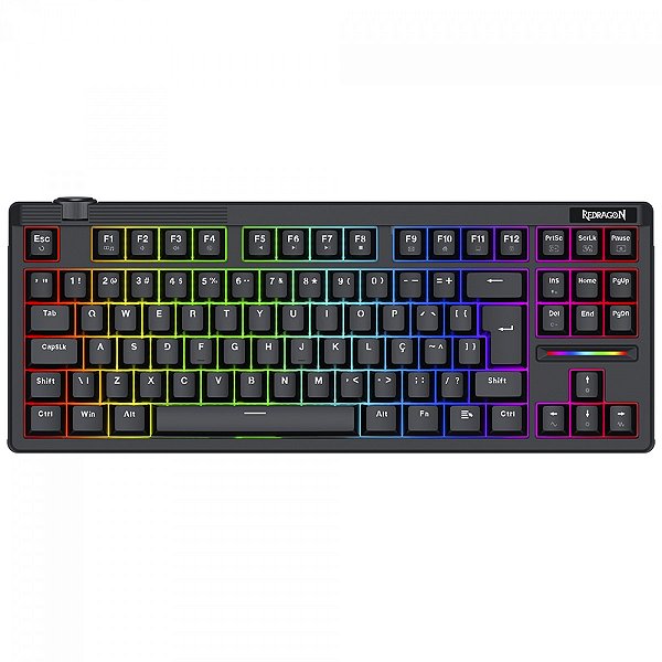 Teclado Magnético Gamer Redragon Otiim, RGB, TKL, 8K, Switch Redragon UltraMag, ABNT2, Preto, K729RGB-M