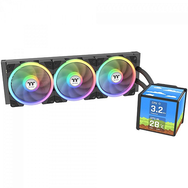 Water Cooler Thermaltake MineCube 360 Ultra ARGB, 360mm, 4 Telas LCD, Intel-AMD, Preto, CL-W481-PL12SW-A