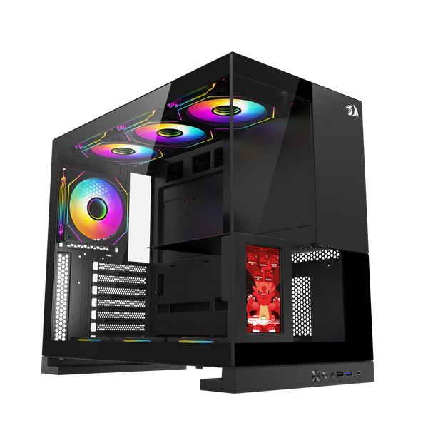 Gabinete Gamer Redragon Eternal Pro Preto Sem Fans com Tela LCD - CA-613B