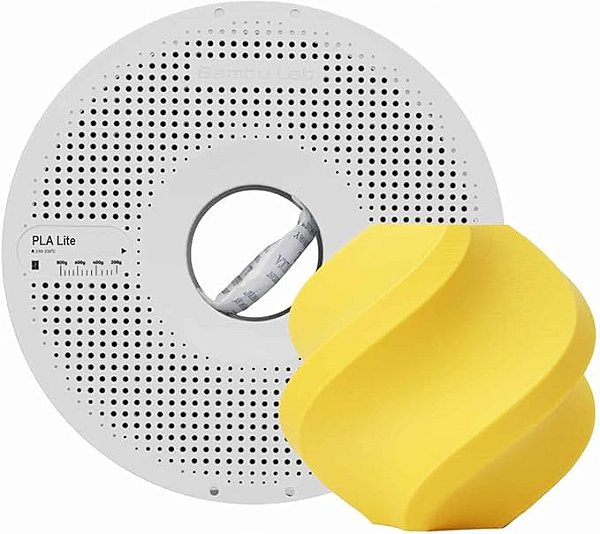 Filamento Bambu Lab para Impressora 3D PLA LITE - Amarelo - Com carretel reutilizável - 1,75mm - 1kg