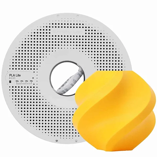 Filamento Bambu Lab para Impressora 3D PLA LITE - Amarelo - Com carretel reutilizável - 1,75mm - 1kg