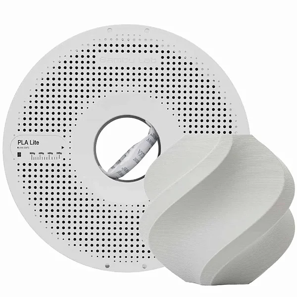 Filamento Bambu Lab para Impressora 3D PLA LITE - Cinza - Com carretel reutilizável - 1,75mm - 1kg