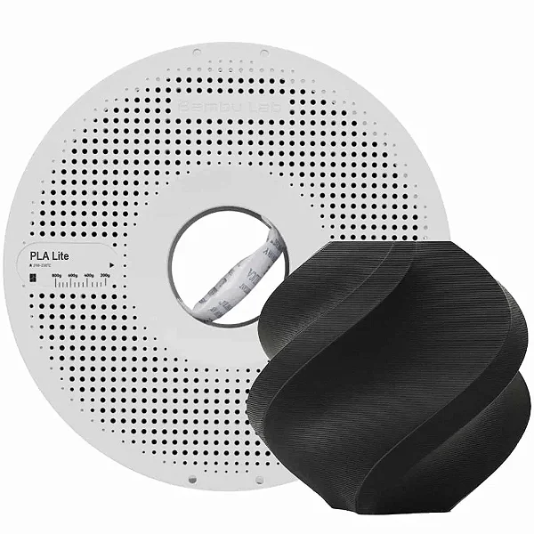 Filamento Bambu Lab para Impressora 3D PLA LITE - Preto - Com carretel reutilizável - 1,75mm - 1kg