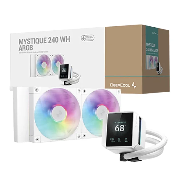 Water Cooler Deepcool Mystique 240 ARGB Wh, 240mm, Display Lcd, Intel-amd, Branco - r-lx240-whdsnmcp-g-1
