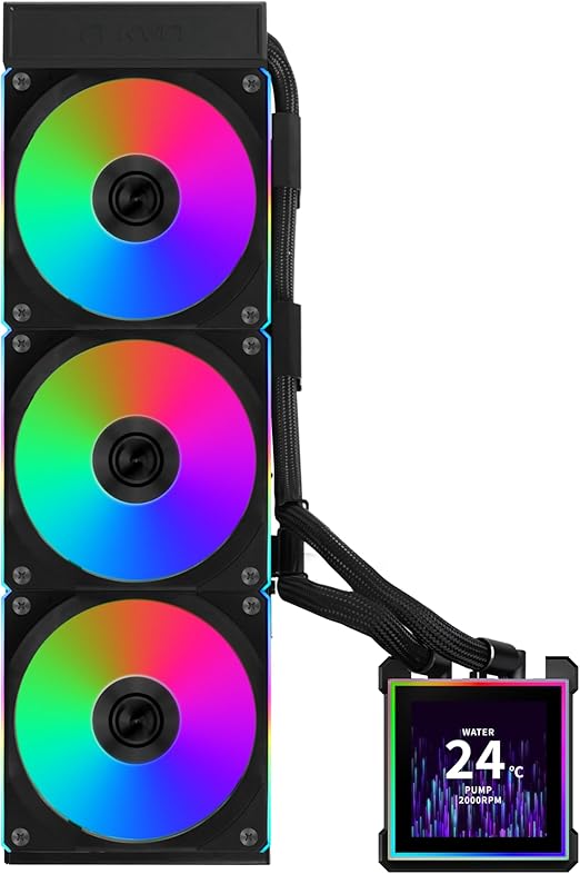 Water Cooler Lian Li Hydroshift II LCD-S Uni Fans CL Wireless Preto 360mm RGB com Tela LCD IPS 3.4” - GHS2LCDS36CB