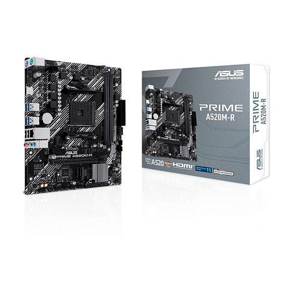 Placa-Mãe ASUS PRIME A520M-R, AMD AM4, mATX, DDR4, Preto - 90MB1H60-M0EAY0