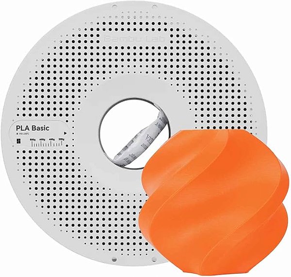 Filamento Bambu Lab para Impressora 3D PLA Basico - Laranja - Com carretel reutilizável - 1,75mm - 1kg
