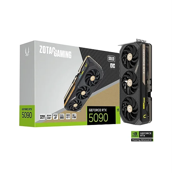 Placa De Vídeo Zotac RTX 5090 32gb Solid Oc, Gddr7, 512-bits, 3x Dp / 1x HDMI - Zt-b50900j-10A