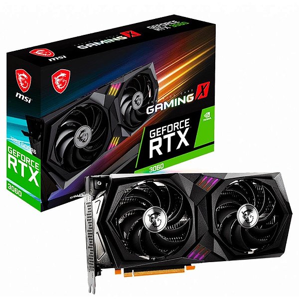 Placa de Vídeo RTX 3060 Gaming X MSI NVIDIA GeForce, 12GB GDDR, RGB, DLSS, Ray Tracing - 912-V397-019 ****PRODUTO SEM CAIXA****