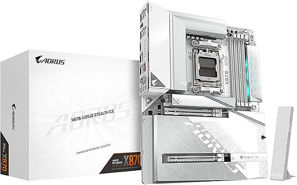 Placa-Mãe Gigabyte X870 AORUS Stealth ICE AMD AM5, ATX, DDR5, 4X M.2, PCIe 5.0 - X870-AORUS-STEALTH-ICE