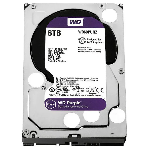 HD WD Purple Surveillance, 6TB, 3.5, SATA - WD60PURZ