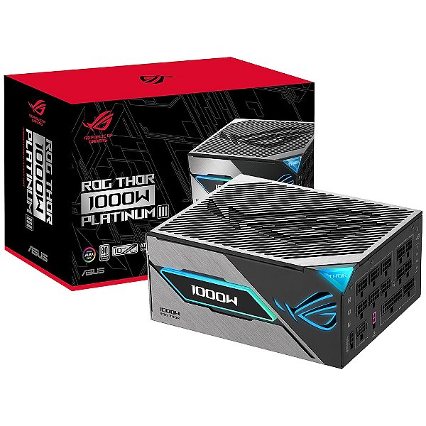 FONTE ATX 1000W ASUS ROG THOR PLATINUM III 1000P3 80 PLUS PLATINUM MODULAR - ROG-THOR-1000P3-GAMING