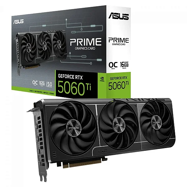 Placa De Vídeo Asus Prime Nvidia Geforce RTX 5060 Ti Oc, 16gb, Gddr7, Dlss, Ray Tracing, Prime - RTX5060ti-o16g