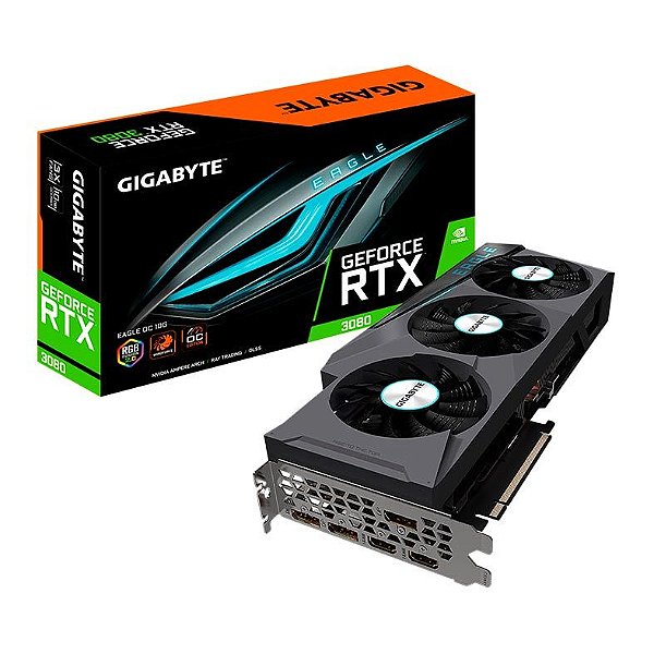 Placa de Video Gigabyte GeForce RTX 3080 Eagle OC 10GB GDDR6X 320-bit - GV-N3080EAGLE OC-10GD **** SEMI NOVO ****