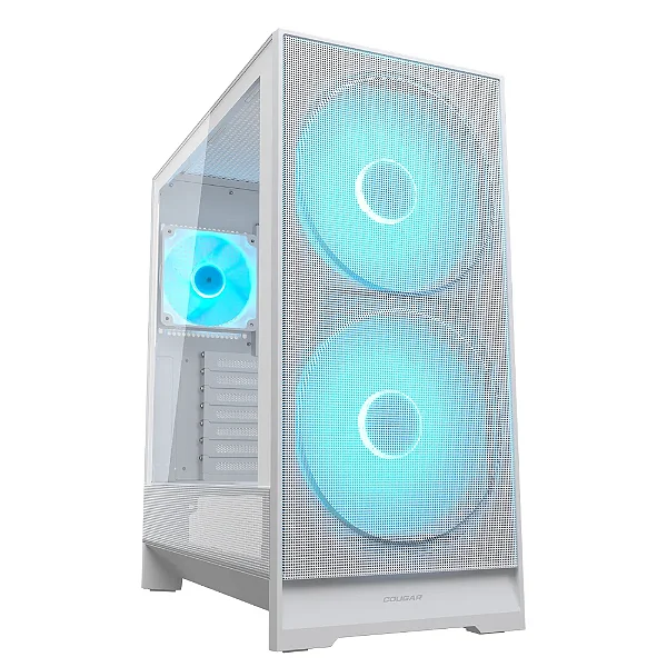Gabinete Cougar Airface 180 Atx Mid Tower Lateral De Vidro Temperado Usb Tipo C Com 3 Fan Branco - Cgr-5va4w-RGB