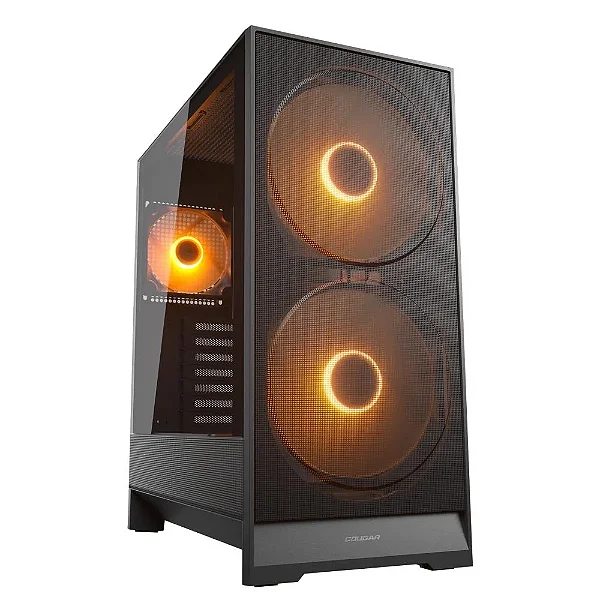 Gabinete Cougar Airface 180 Atx Mid Tower Lateral De Vidro Temperado Usb Tipo C Com 3 Fan Preto - 385va40.0001