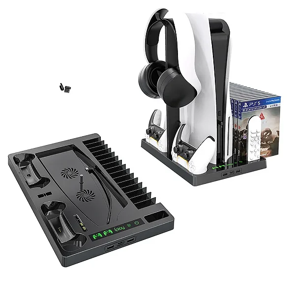 Suporte Multifunção Cooler Carregador 3 Usb Playstation 5 Digital Ultra Base - Z65EYEXUS