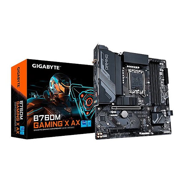 Placa Mae Gigabyte B760M Gaming X AX, WiFi, DDR5, LGA 1700, M-ATX, Chipset Intel B760 - B760M-GAMING-X-AX