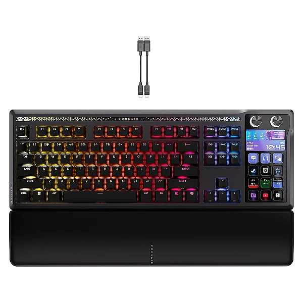 Teclado Mecânico Gamer Corsair Galleon 100 SD, Tela Stream Deck, RGB, Switch Corsair MLX Pulse, Preto - CH-912A31I-NA