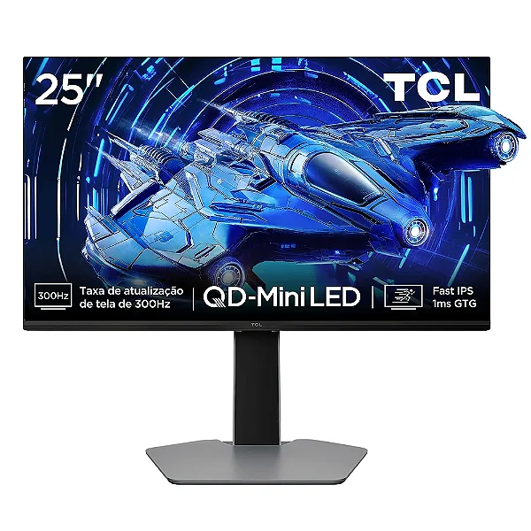 Monitor Gamer TCL Mini LED 25", 300Hz, 1ms, HDR 600, Altura Ajustável - 25G64