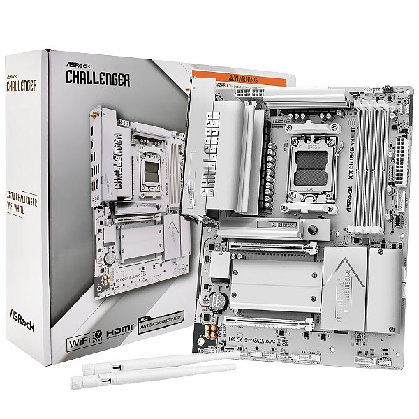 Placa Mãe ASRock X870 Challenger Wi-Fi White Socket AM5 / DDR5 - X870-Challenger-WiFi-White