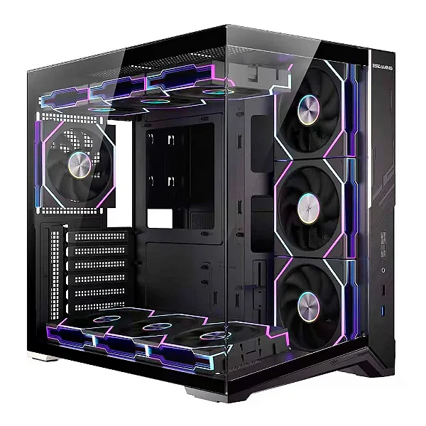 Gabinete Gamer Esgaming Zero Max, Mid Tower, M-ATX, Frontal e Lateral em Vidro Temperado, Sem Fans, Preto - Zero-Max-BK