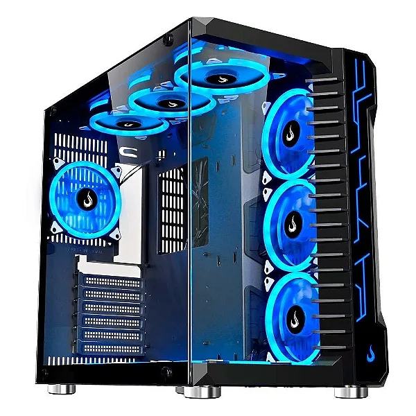Gabinete Gamer Rise Mode Galaxy Glass, Mid Tower, ATX, Lateral e Frontal em Vidro Temperado, Sem FANs, Preto - RM-GA-GG-FB