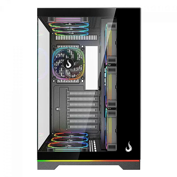 Gabinete Gamer Rise Mode Galaxy Glass Standard V2 Led ARGB, Mid Tower, Vidro Temperado, ATX, Sem Fonte, Com 10 Fans, Preto - RM-GA-GGSB2L-ARGB