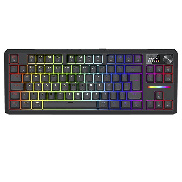 Teclado Gamer Redragon Wildlash LCD Pro RGB Preto TKL ABNT2 Switch Redragon - K746RGB-PRO
