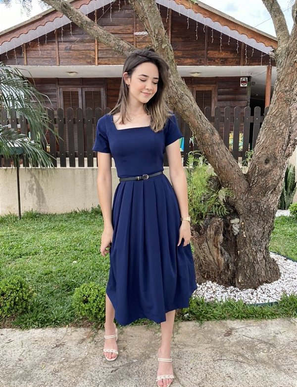 Vestido classic azul marinho