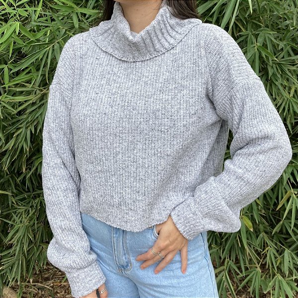 BLUSA MOUSSE CROPPED (CINZA)