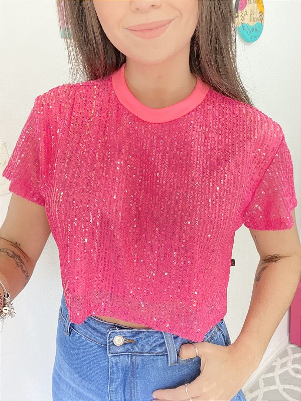 CROPPED PAETÊ BORN TO SHINE - NEON