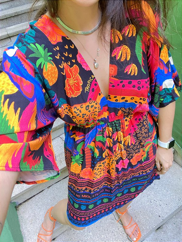 VESTIDO FLORESTA MIX ESCURO (ÚLTIMA PEÇA)