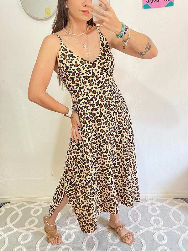VESTIDO MIDI DE ALCINHA ONÇA FUN