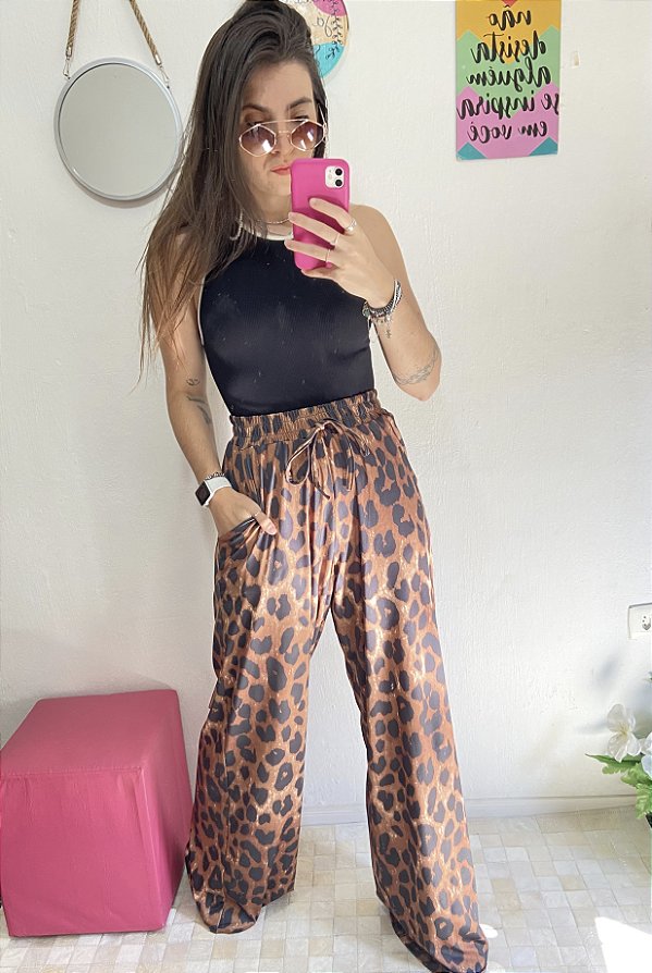 CALÇA PANTALONA ANIMAL PRINT ONÇA