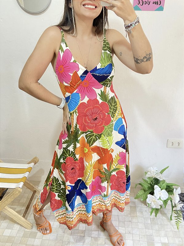 VESTIDO ALCINHA MIDI ARARA POP