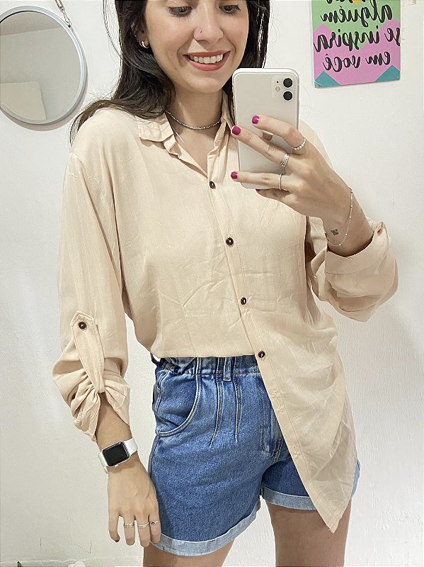 CHEMISE VISCOLINHO SOPHISTICATED - CAPPUCCINO