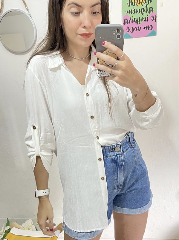 CHEMISE VISCOLINHO SOPHISTICATED - OFF WHITE