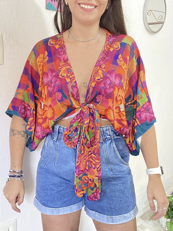 BLUSA AMARRAÇÕES POMAR ABSTRATO