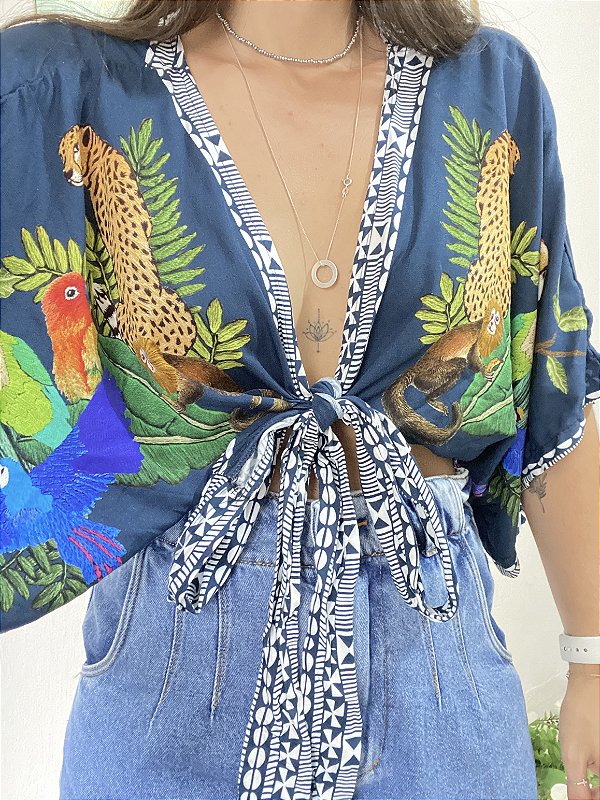 BLUSA AMARRAÇÕES FAUNA BRASILEIRA - AZUL MARINHO