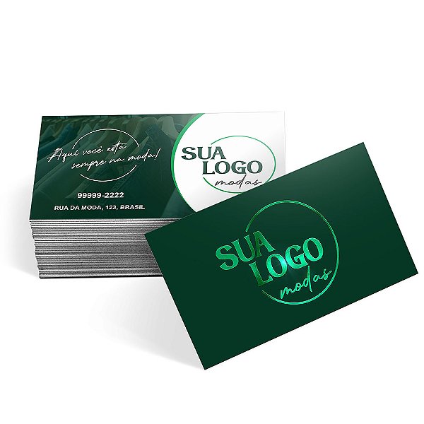 500 UNID CARTÕES DE VISITA COUCHÊ 300G LAM FOSCA E HOT STAMPING - 4X4