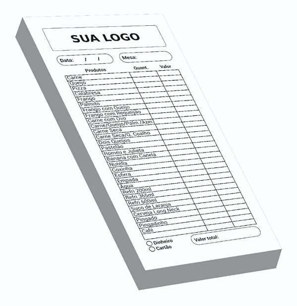 1000 UNID COMANDAS APERGAMINHADO 63G 100X210MM - IMPRESSÃO OFFSET 1X0